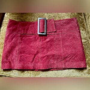 Vintage 1990s Red Leather Wet Seal Mini Skirt